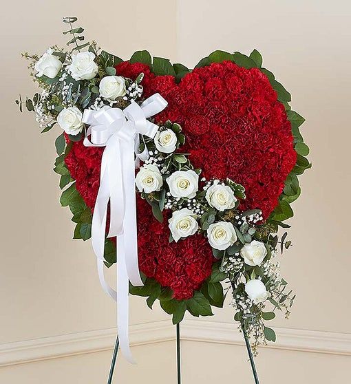 Funeral Flowers Heart Shaped Standing Arrangement.